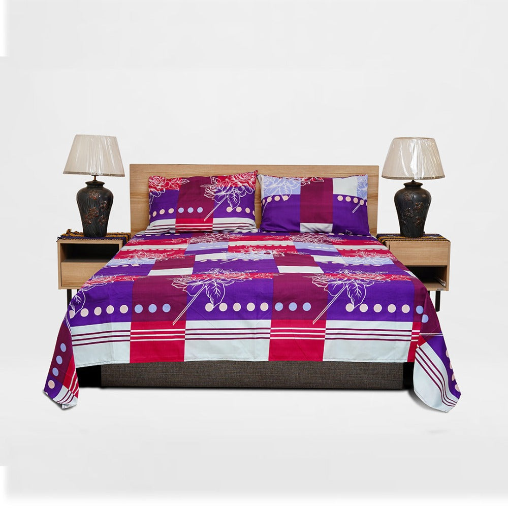 Bed Sheet Fantasy King Size Bed - Purple Squares