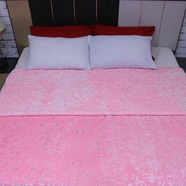 Gold Silk  Blanket Double Bed  - Pink