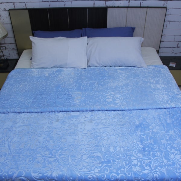 Gold Silk Double Bed Blanket- blue