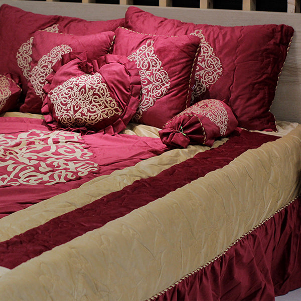 Mystica Velvet Bed Sets- Maroon