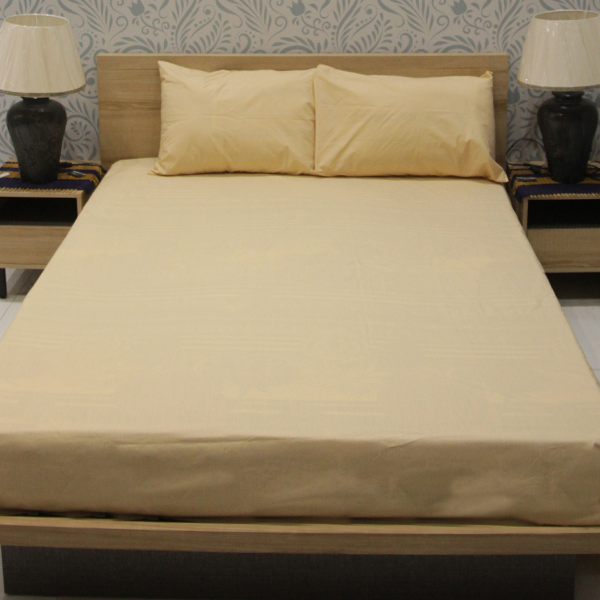 Blissful Bed Sheets Double Bed (Solid Dyed ) - Butter Cream