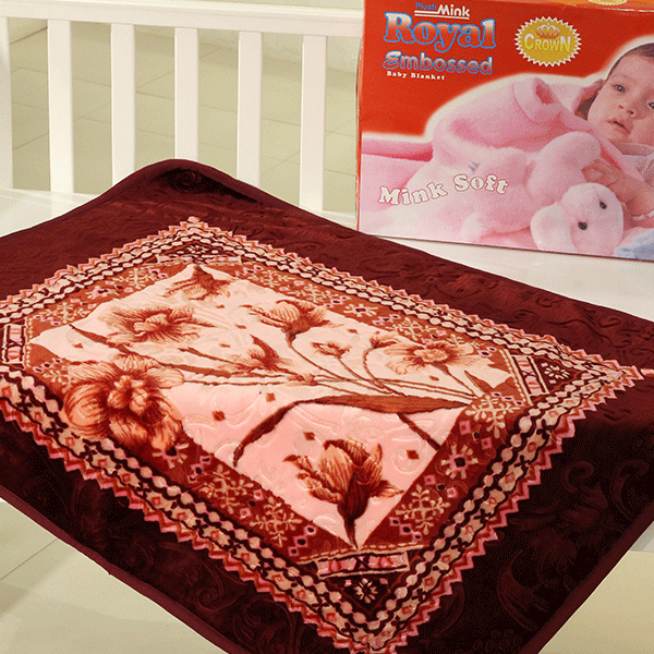 Baby Blanket Royal Embossed - Maroon Color