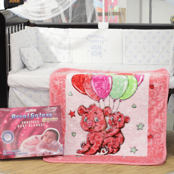 Royal Galaxy Embossed Baby blanket  - Light Pink