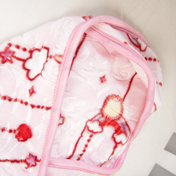 Teddy Sheddy Hooded Baby Blanket - Light Pink